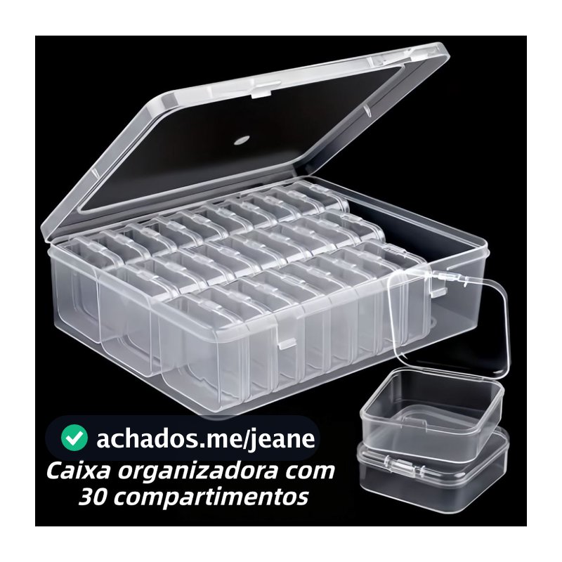 Caixa Organizadora com 30 potinhos. Organizador para acessórios, miçangas e itens em geral