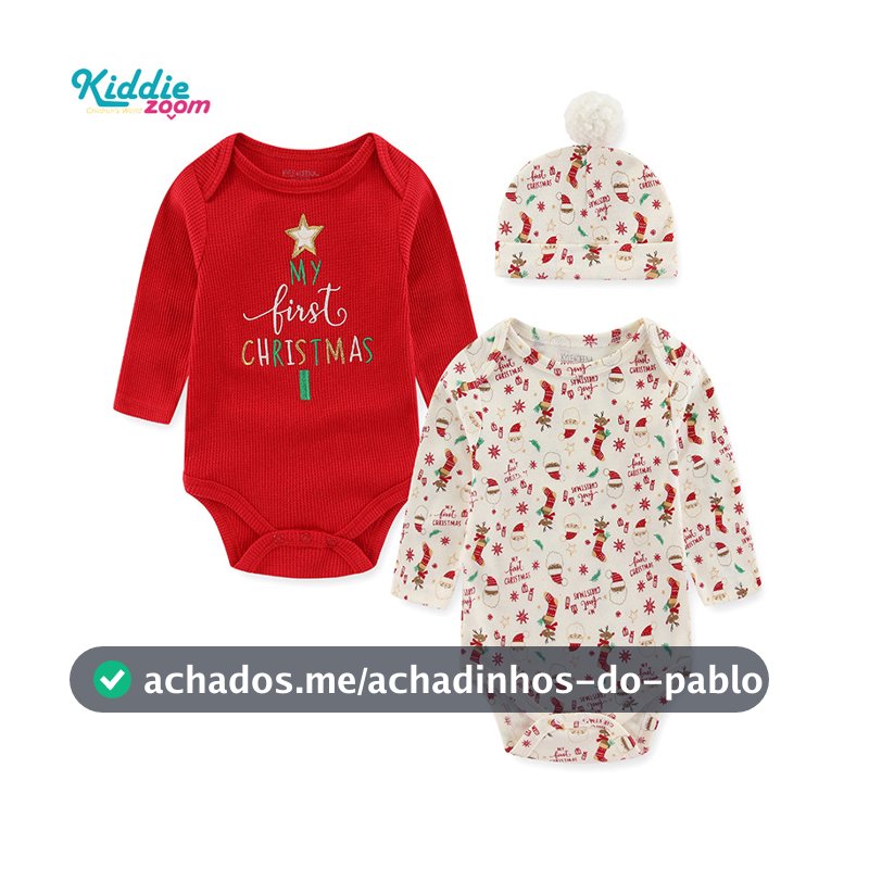 Kiddiezoom Moda Natal Recém-Nascido Menino Menina Macacão Conjunto De Mangas Compridas Roupa Infantil Presentes