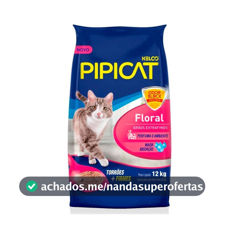 Areia para Gato Floral 12kg Pipicat