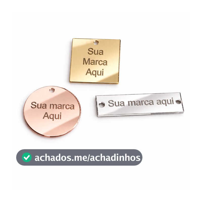Kit 30 Tags Etiqueta Acrílico Espelhado Personalizada Decorativo