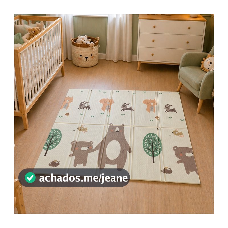 Tapete Infantil Dobrável Tummy Time 120x120cm Espessura Grossa 10mm