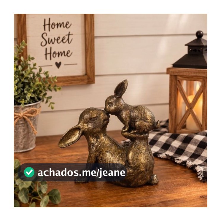 Escultura Decorativa Mamãe Coelha com Filhote | Impressão 3D Pintada à Mão