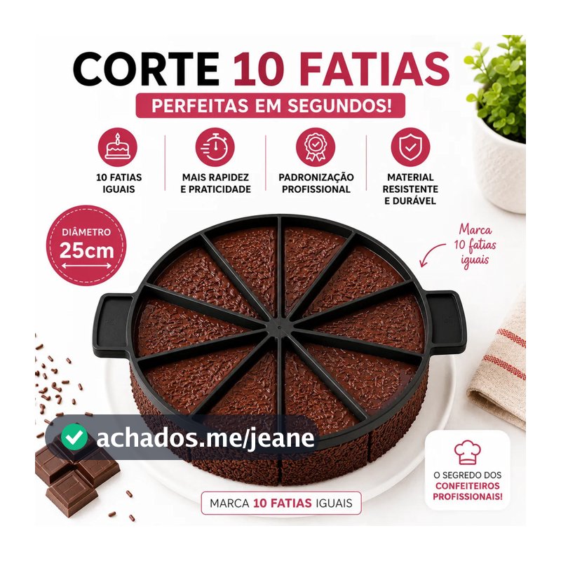 Kit 2 Marcadores De Fatias Para Bolo 25cm Divisor De Bolo 10 Fatias