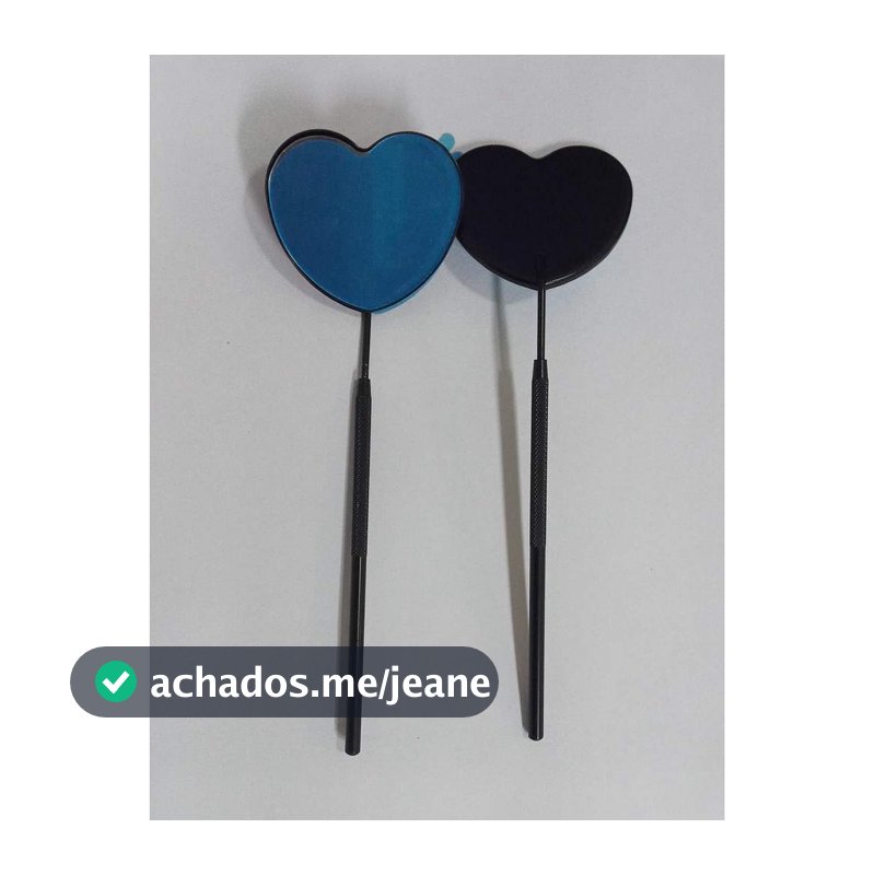 Espelho Odonto Coração Grande Preto