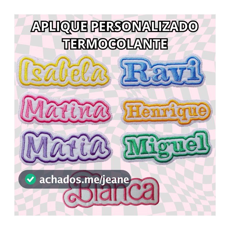 Patch Aplique Personalizado 10cm Termocolante Letras Cursivas e Serifadas a Sua Escolha
