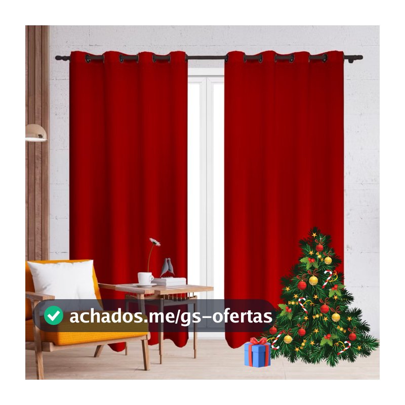 Cortina Roma 2,00 X 1,70 Decoração De Natal 2025 , Enfeite Decoração Para Sala VERMELHO
