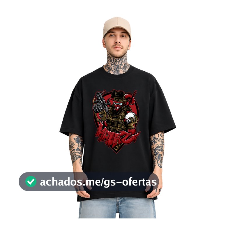 Camiseta Oversized 37 - Caveira Militar Operações Especiais Tática Masculina, Estampada