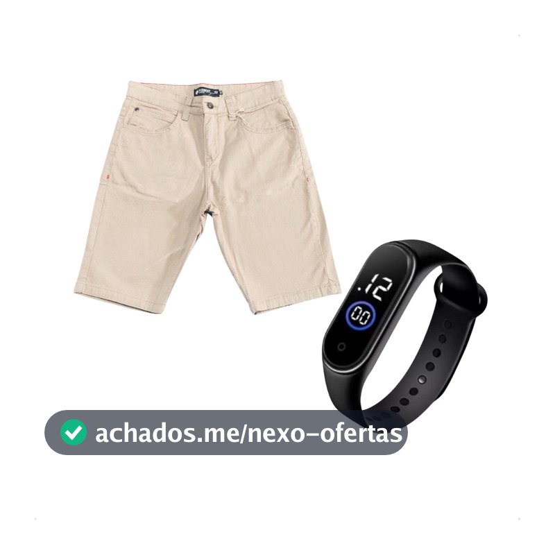 Kit 1 Bermuda Masculina Sarja Mais Relogio SmartWatch Digital De Alta Qualidade Linha Premium Envio Imediato