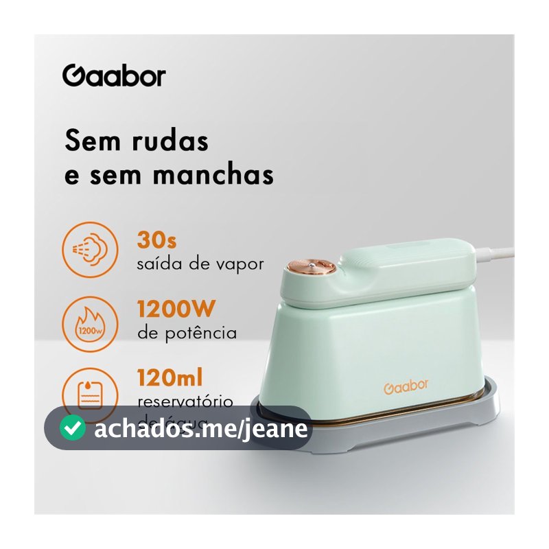 Gaabor Ferro de Passar a Vapor Portátil 1200W em Aço Inoxidável Resistente a Altas Temperaturas Vapor Top Clean HM-M01A
