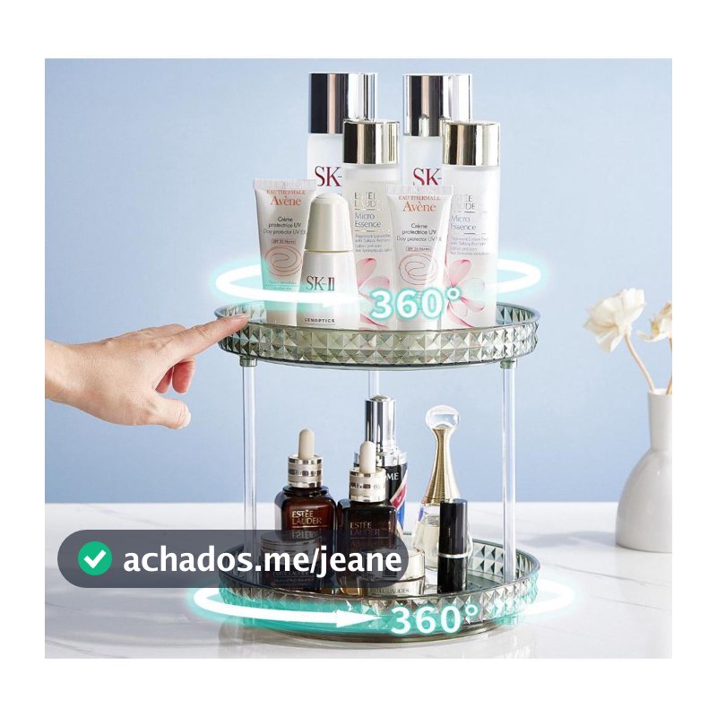 Organizador 2/3 Andares Giratório 360° Diamond Multiuso Cor Transparente