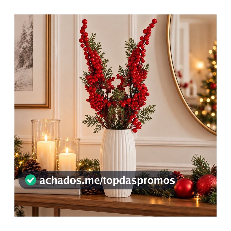 Kit 2 Hastes Natalina Decorativa com Berry Vermelho 60cm 27102 – Vencedor