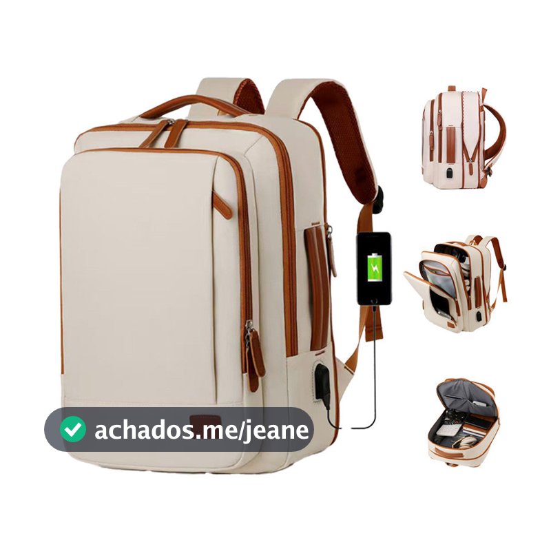 Mochila 4 em 1 grande com quick charge USB・compatível com notebook