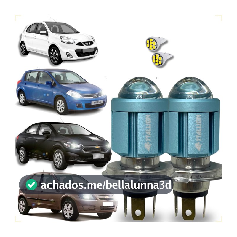 Kit de Farol H4 Led Stallion ST‑G301 6500K Super Branca Alto e Baixo Carro Celta Prisma Tiida March