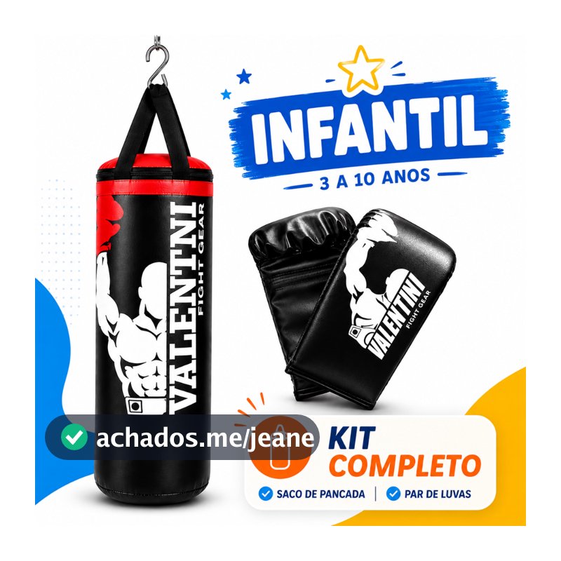 Saco De Pancada Infantil Cheio + 1 Par De Luva Bate Saco Treino