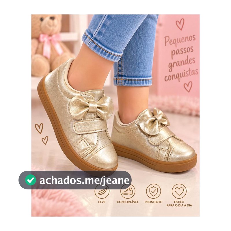Tênis infantil menina do 20 ao 34 modinha metalizado escolar