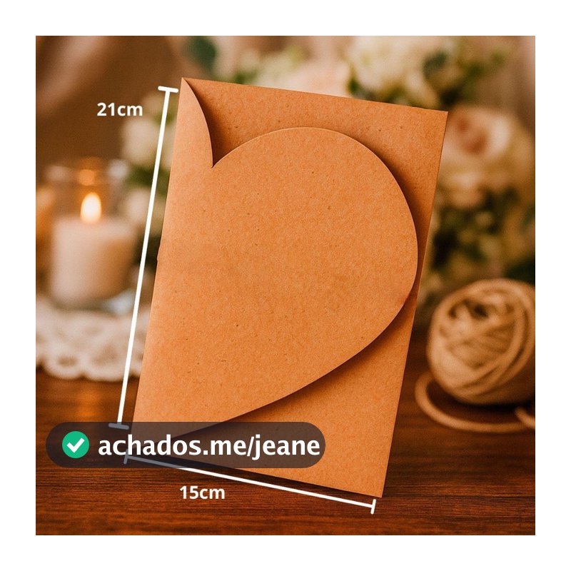Envelopes para convites de casamento personalizados - Modelo CORAÇÃO SEM FITAS