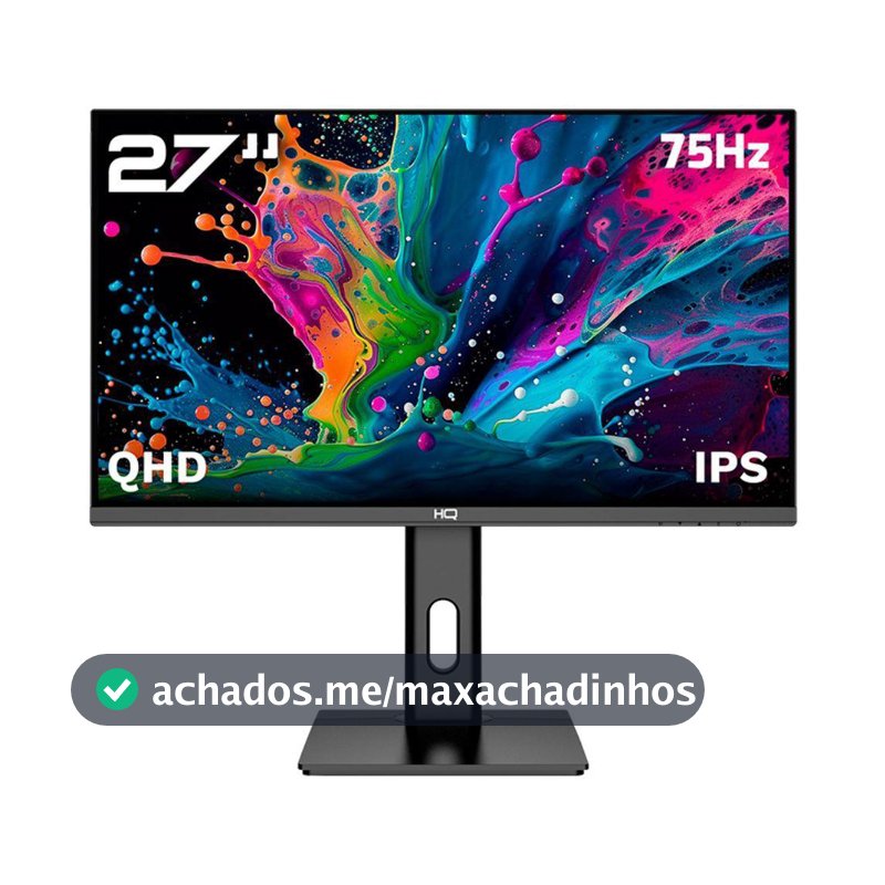Monitor HQ Pro 27”, IPS, 1MS, QHD 2560x1440, Ergonômico, Ajuste de Altura e Rotação, HDMI + DP Frameless HQ27AJ75