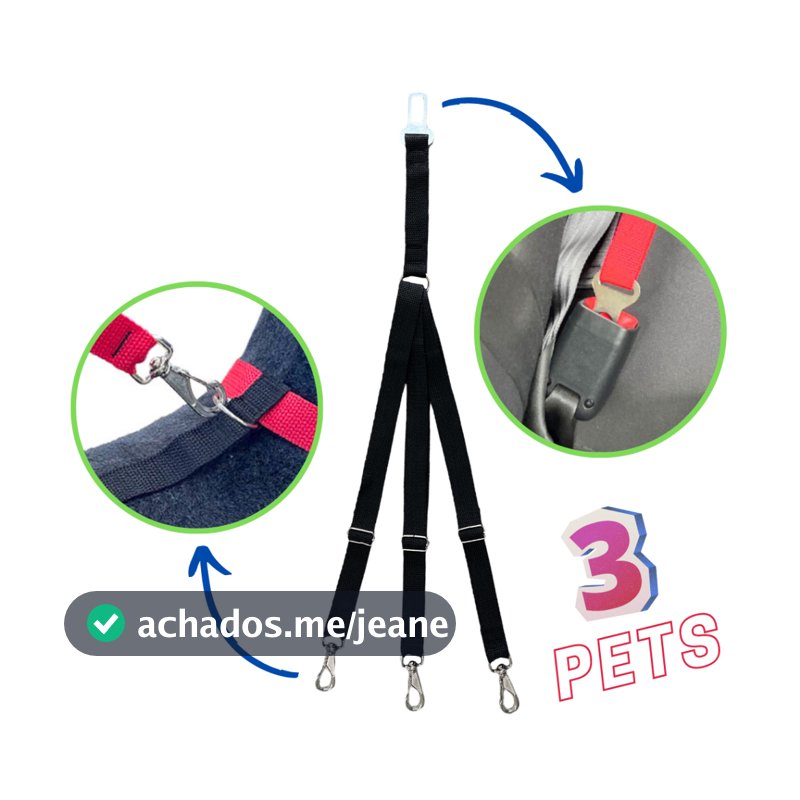 Cinto de segurança pet para cachorro e gato carro