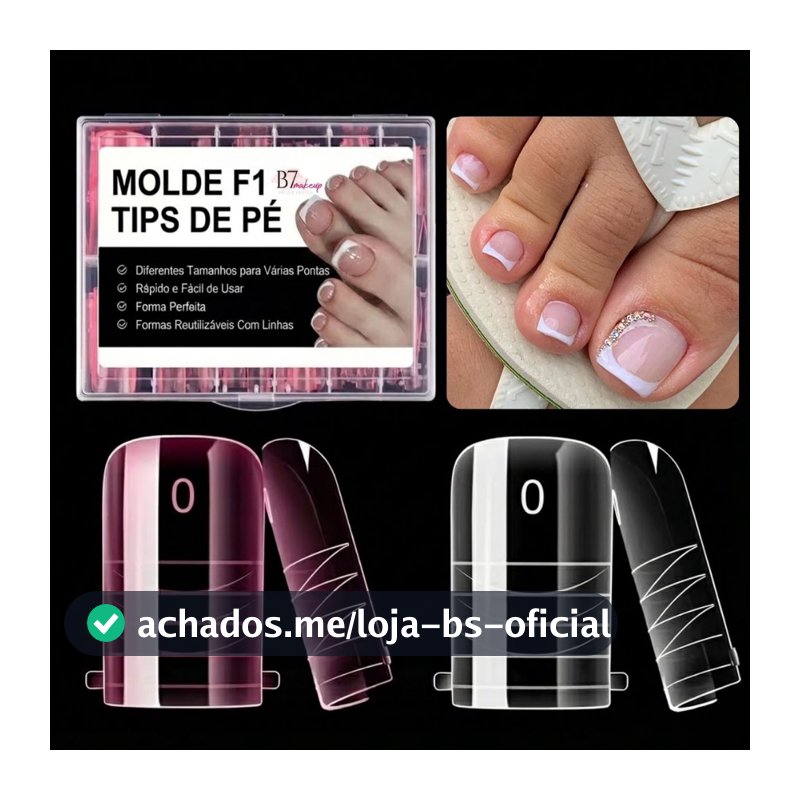 Molde F1 Unha Pé Formatos 120 Moldes 12 Tamanhos Unhas De Pé Profissional para Pés • Reconstrução de unhas