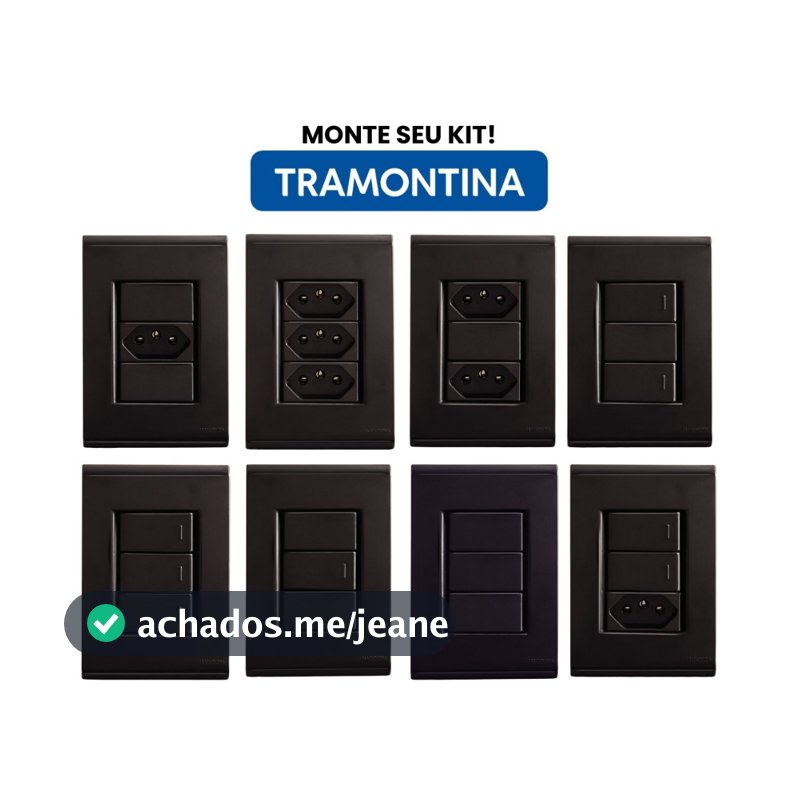 Conjunto Tomada, Interruptor, Módulo Tramontina liz cor Grafite