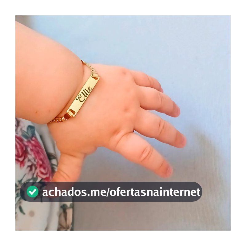 Pulseira Infantil Personalizada Com o Nome Gravado a Laser Recém Nascido Banho Ouro 18k Com Caixinha
