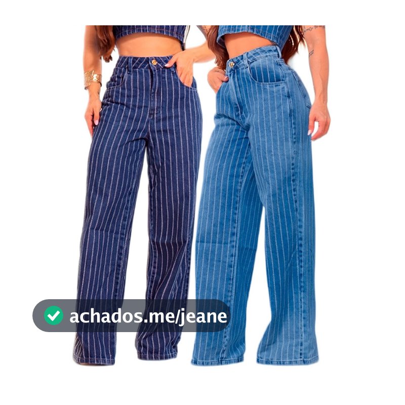 Calça Jeans Wide Leg Risca de Giz 100% Algodão Estilo Conforto e Elegância
