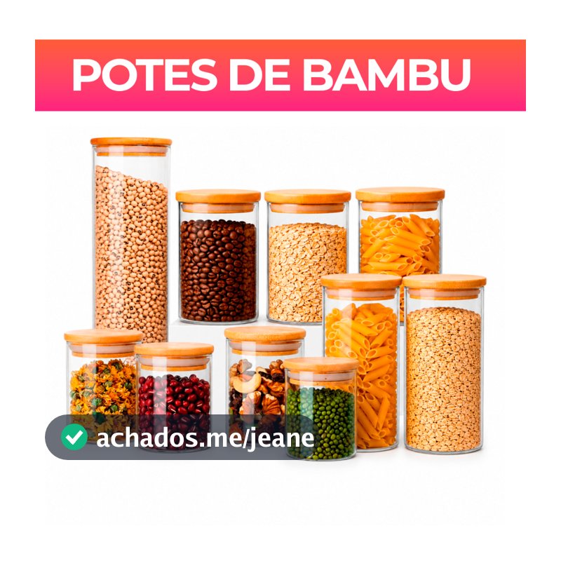Potes de Vidro 200/300/550/1200/1500/1700/2000ml com Tampa de Bambu Hermético Mantimentos Condimentos Empilhaveis