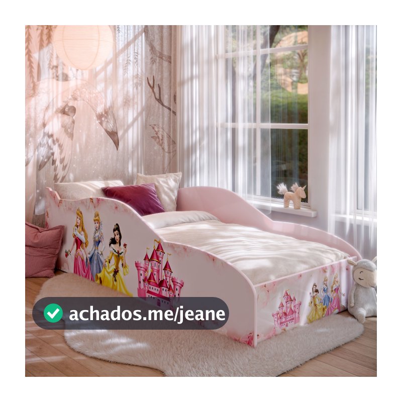 Cama Infantil Princesa Rosa MDF com Grades de Proteção – Segura para Quarto de Menina