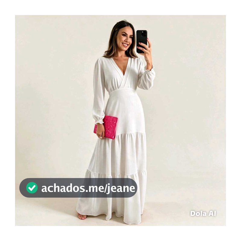 Vestido Elegante Decote V Manga Bufante