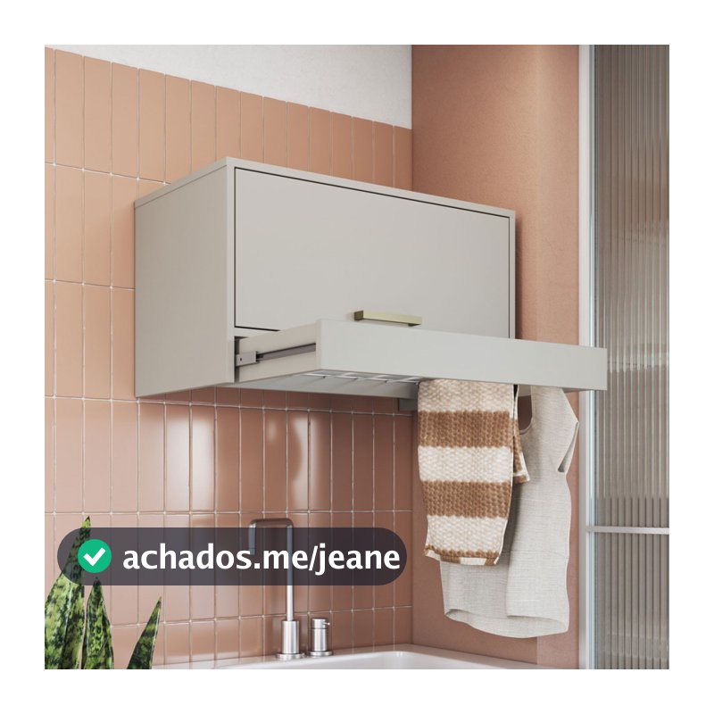 Armário Aéreo Lavanderia  Assis 1 Porta com Varal Arenas - Art In Móveis