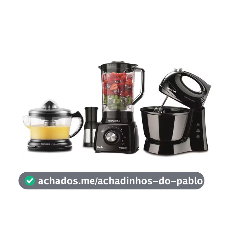 Conjunto Especial KT-105-B Espremedor Premium, Batedeira Prática, Liquidificador Turbo Power Mondial