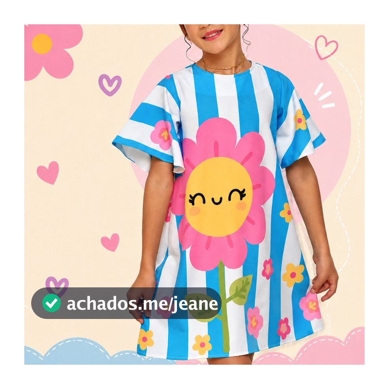 Vestido Infantil Listras Localizado Delicado Verão 4 a 12 Anos Lançamento Exclusivo