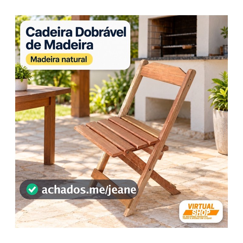 Cadeira Dobraveis De Madeira de Lei Natural Bar Lanchonete Restaurante Área Externa Churrasco