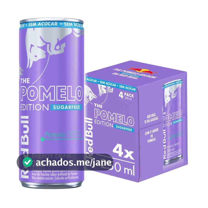 Pack de 4 latas Red Bull Energético, Pomelo, Sem Açúcar, 250ml
