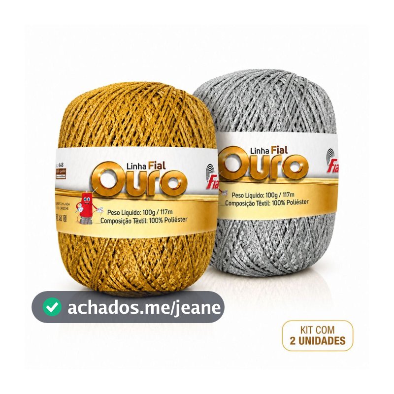 2 Novelo Linha Ouro Fial 117m/100g - 8 Cores Vivas Disponivel , Crochê, Tricô, Artesanato Dourado