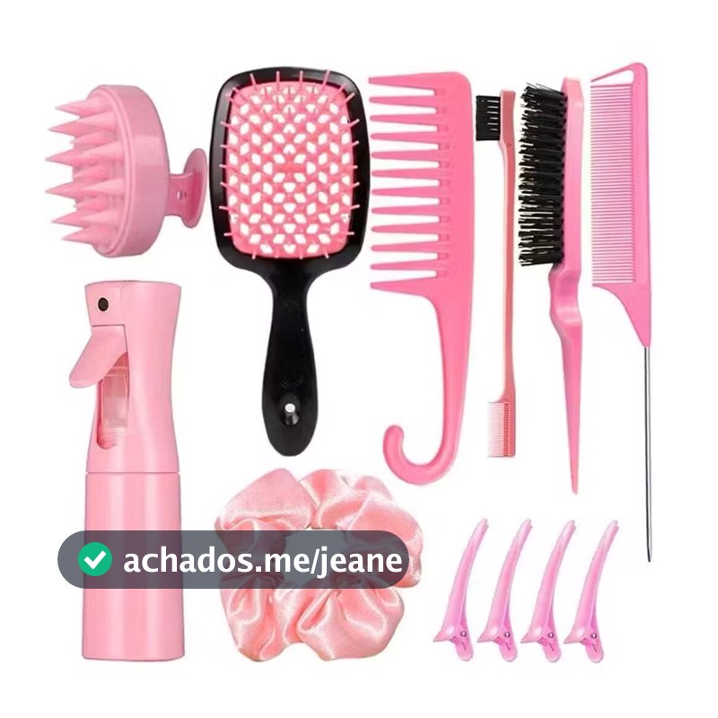 Kit 12 Escova Para Cabelos Cacheados Natural Curvo Rattail Pente Conjunto Ferramentas De Salão De Cabeleireiro