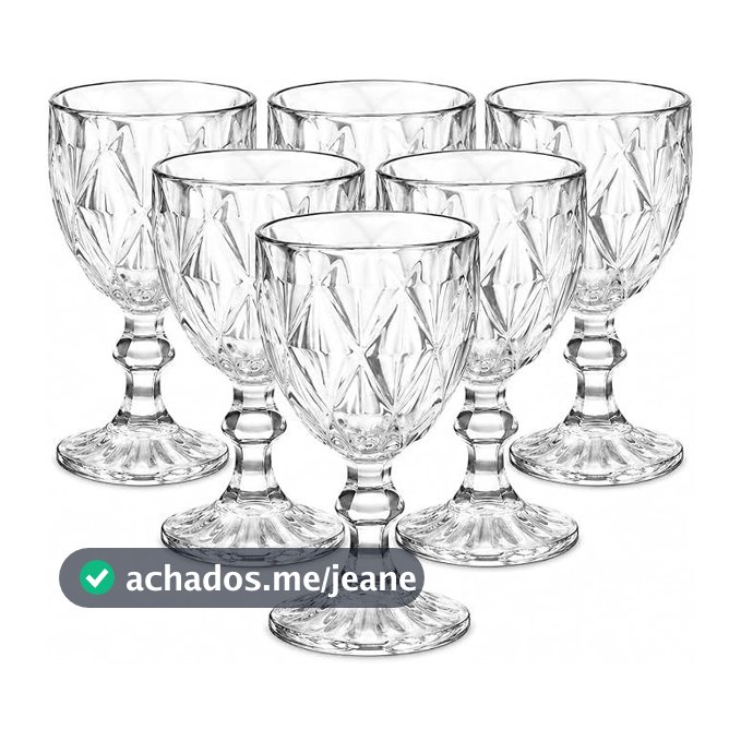 TAÇA DIAMOND TRANSPARENTE - CONJUNTOS COM 3 OU 6 PEÇAS