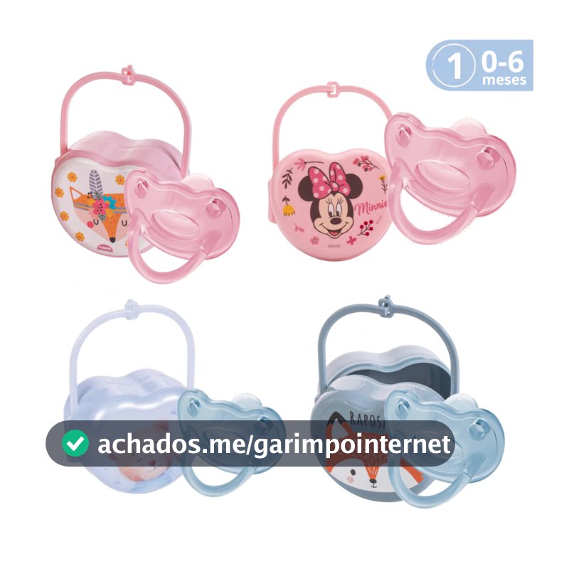 Chupeta Lillo 100% Silicone Anatômica para Bebê 0-6 Meses + Porta-Chupeta com Alça Plasútil