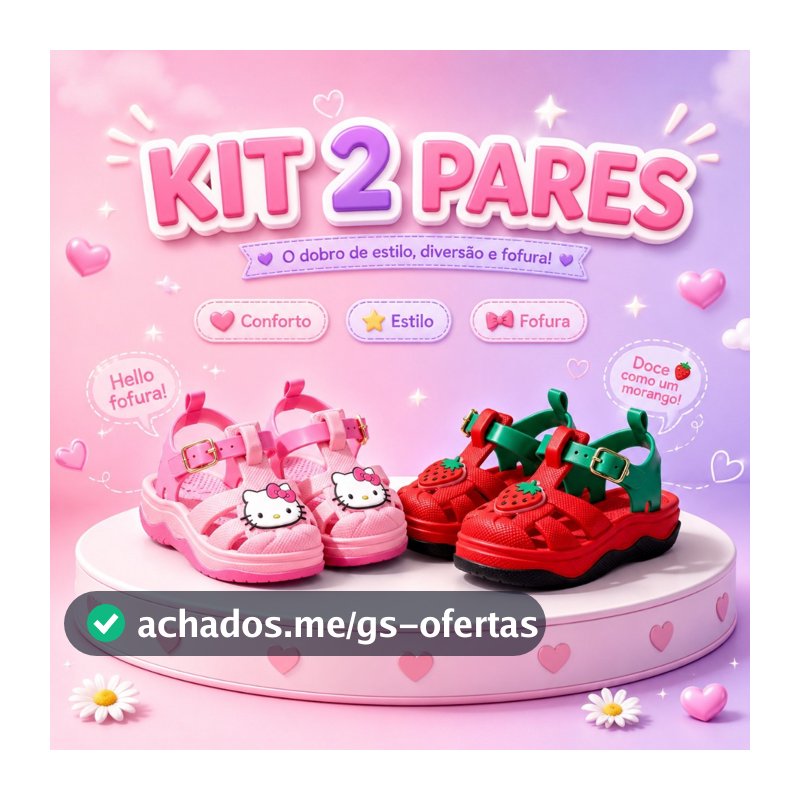 Kit 2 Pares Sandália Menina Papete Confortável Para Caminhada