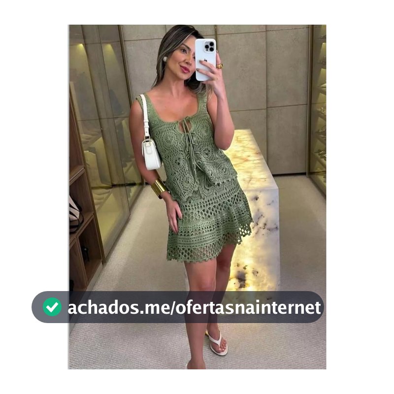 Conjunto Feminino 2 peças Saia e cropped Tricô  croche Rendado  Delicado Praia Elegante