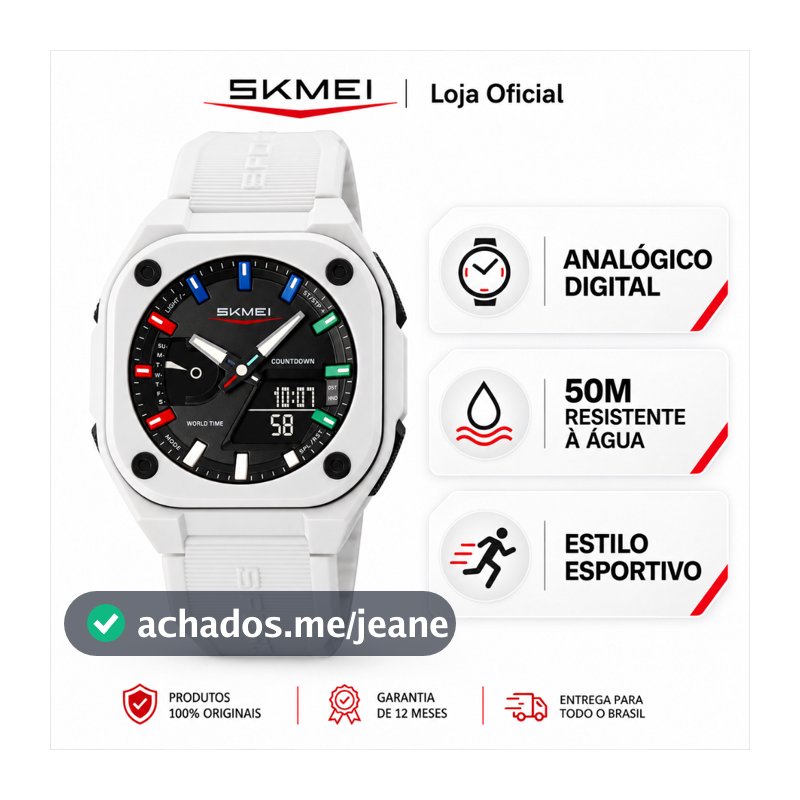 ✨✨✨SKMEI 2328 Relógio Masculino Analógico Digital Esportivo Luz EL Cronômetro 5 Alarmes 5ATM Multifunção