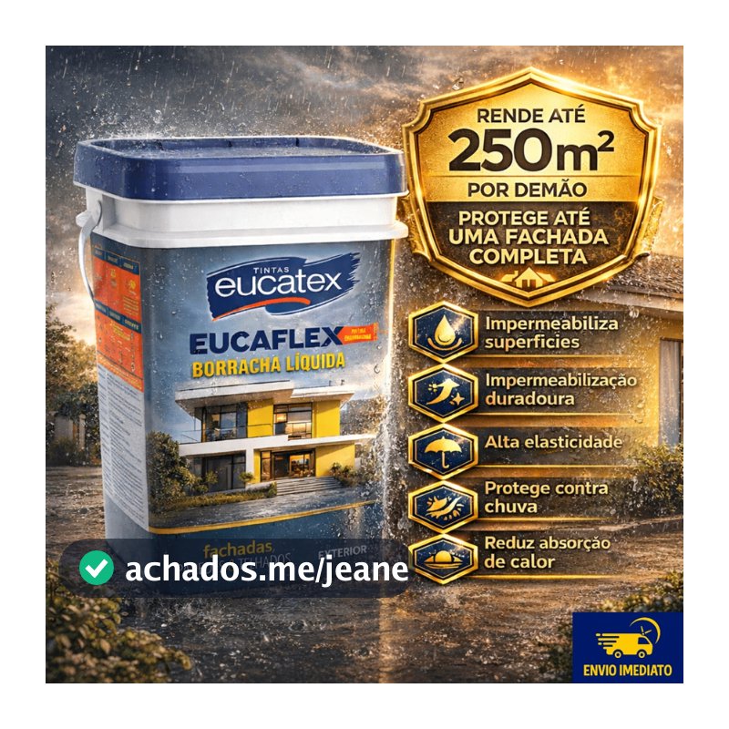 Borracha Líquida Eucatex 16L Impermeabilizante Parede Externa e Interna Tinta Emborrachada