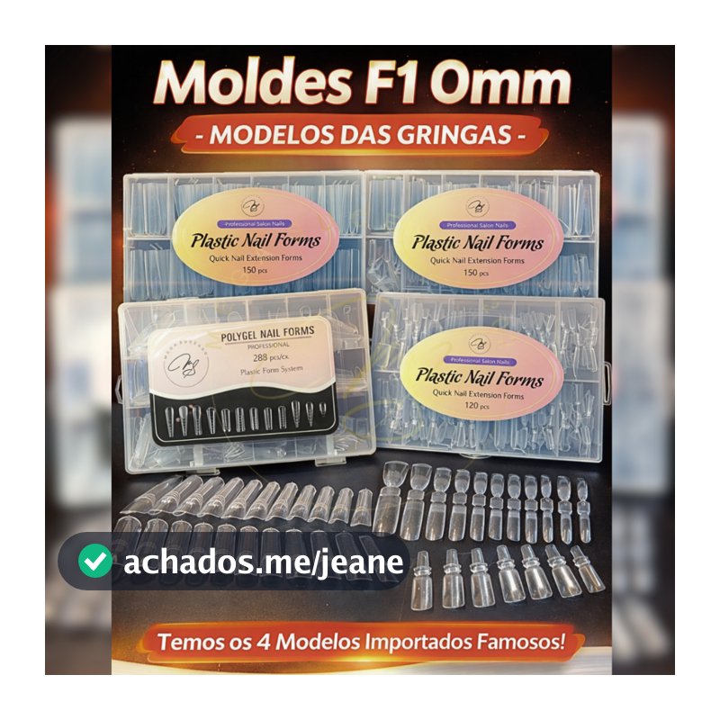 Molde F1 0mm para Alongamento de Unhas - Curvatura C, Bailarina, Almond, Molde francesa e 12 Modelos  - Escolha o Modelo
