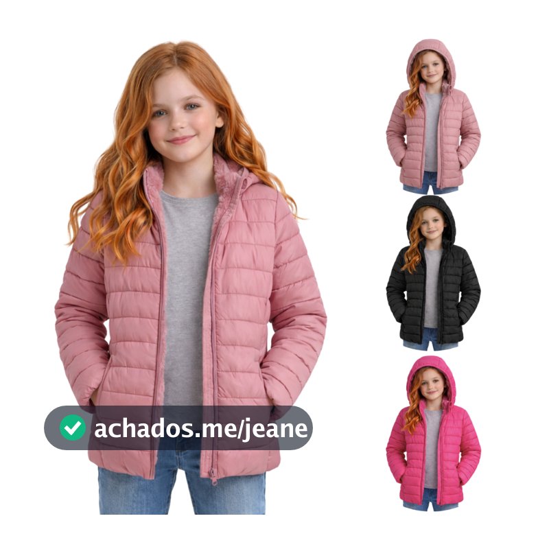 Jaqueta Puffer Feminina Infantil Forrada Impermeavel Bobojaco Juvenil