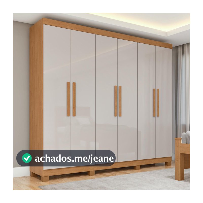 Guarda Roupa 06 Portas Easy Slim C/pes Amendoa Clean/off Wht