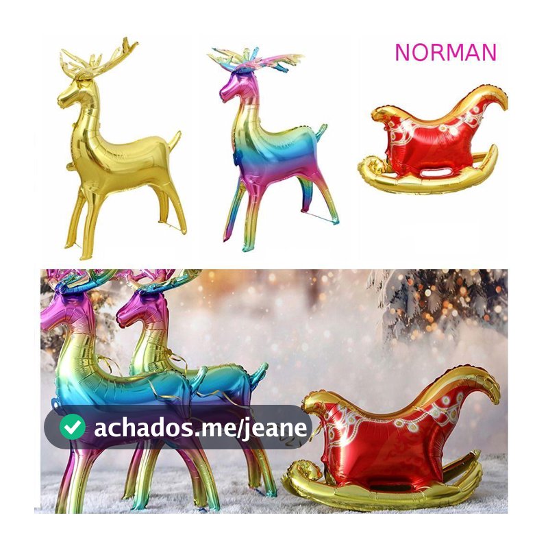 Balão De Trenó De Natal NORMAN , Inflável De Alce 3D Filme De Alumínio