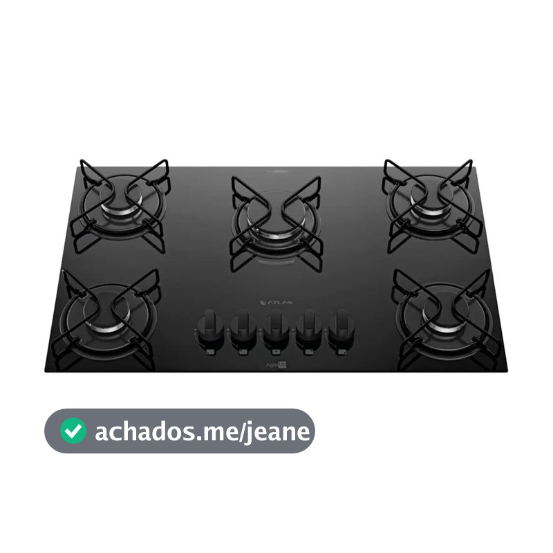 Fogão Cooktop 5 Bocas Mesa Vidro Atlas Agile Up Preto Bivolt