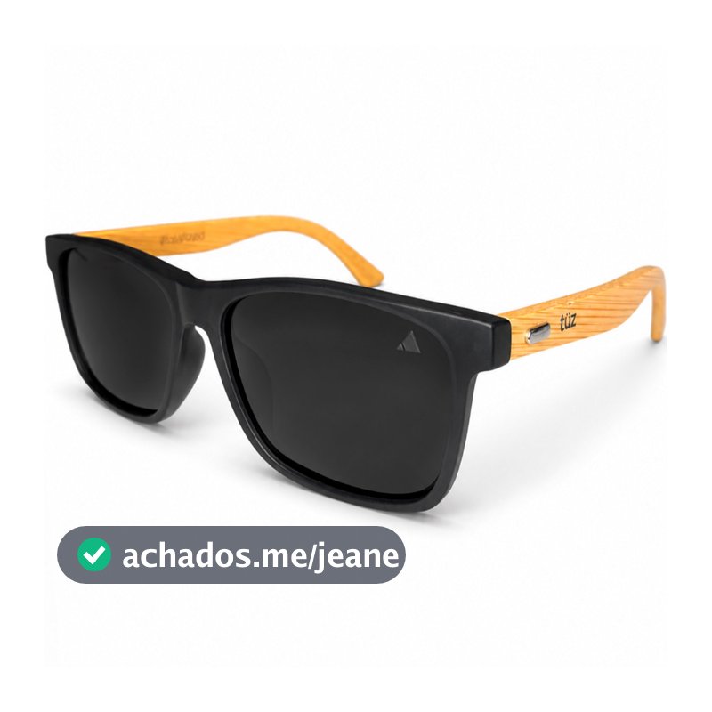 Óculos De Sol Escuro Suns Polarizado Bambu Madeira Quadrado Tüz + Case