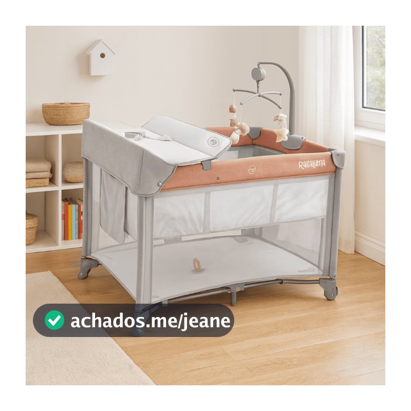 Berço Portatil Anti Refluxo com Moblie, Duas Alturas, Trocador, Mosquiteiro ROSA SLEEPGUARD RAGALUMA