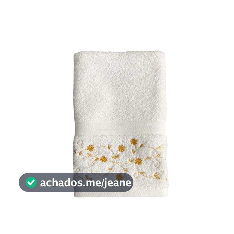 Toalha de Lavabo (30 x 50 cm) em Algodão Egípcio - Bordado Floral exclusivo